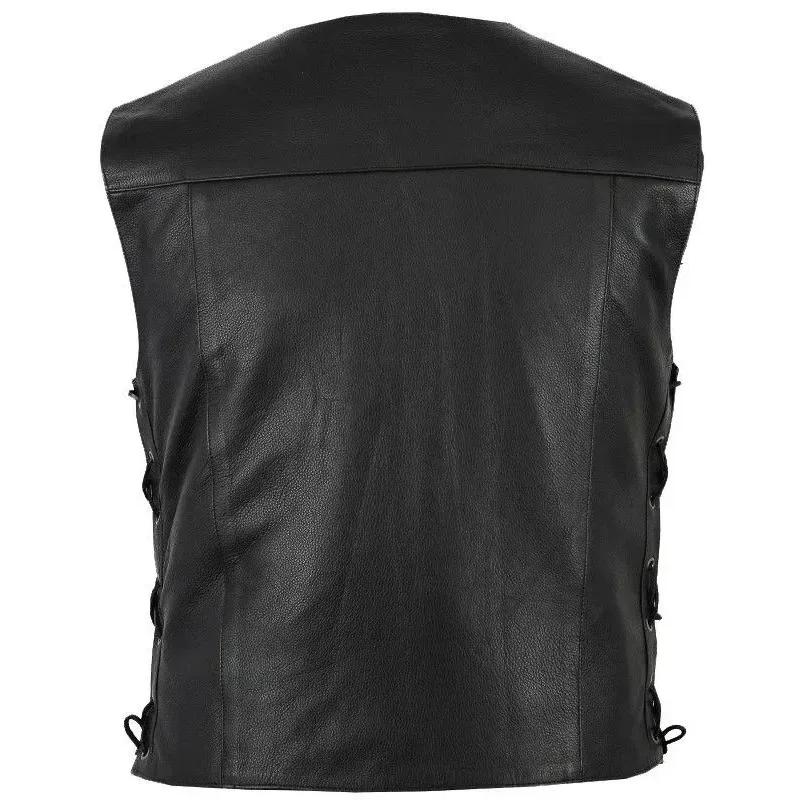 Veste en cuir rétro pour homme - haut sans manches - style disciplinaire - chevalier médiéval