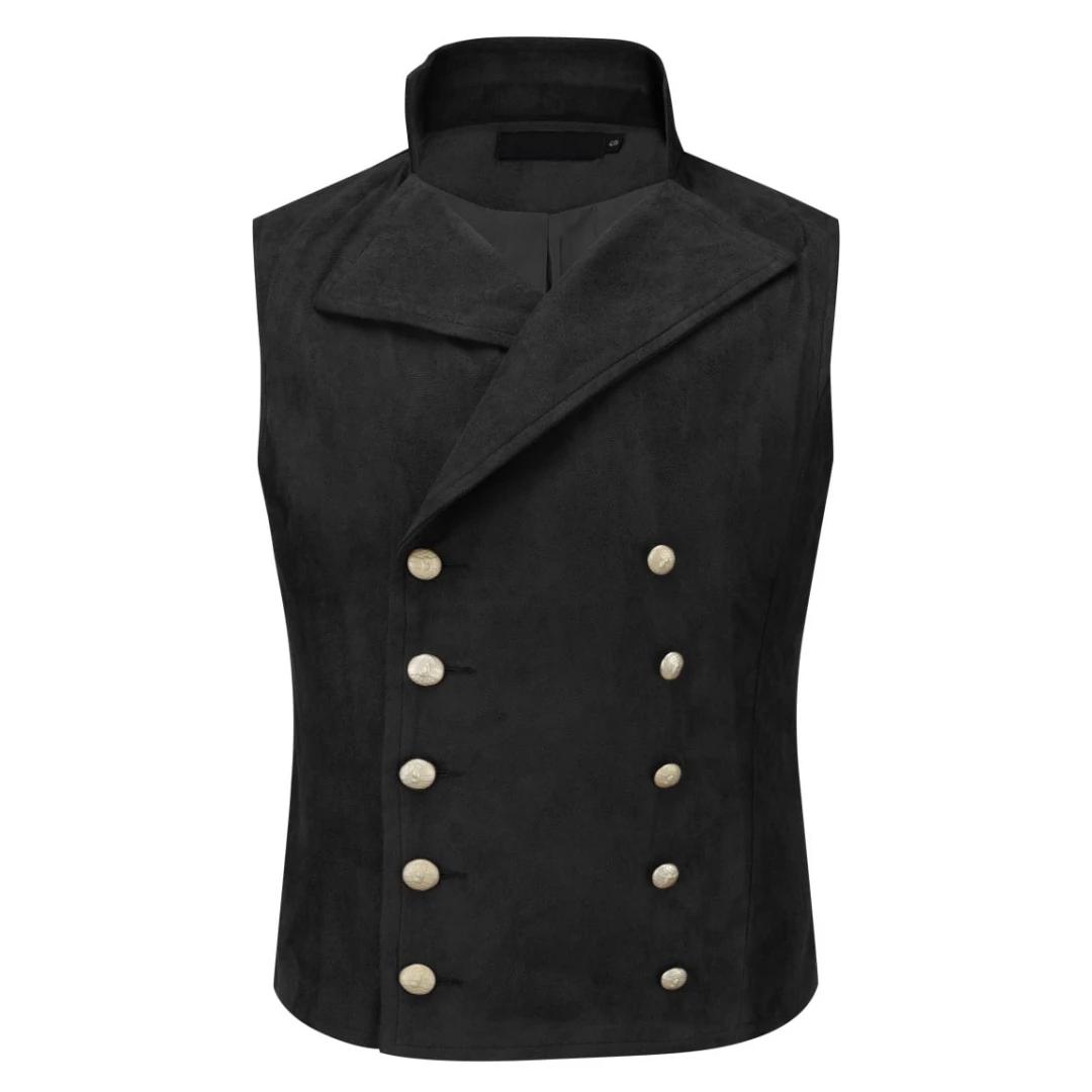 Hommes gilet noir velours hauteur revers Double bouton