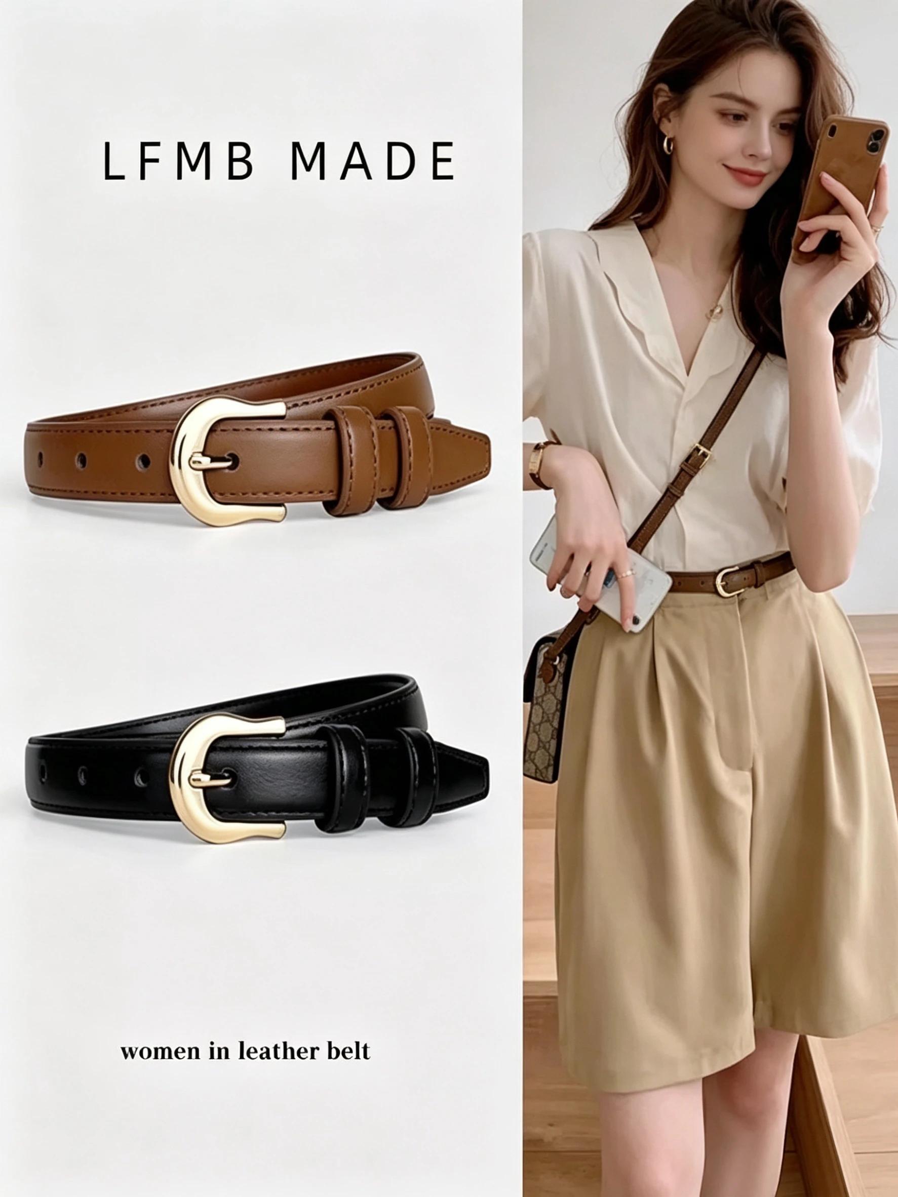 Ceinture d'été marron avec détails raffinés pour pantalon western