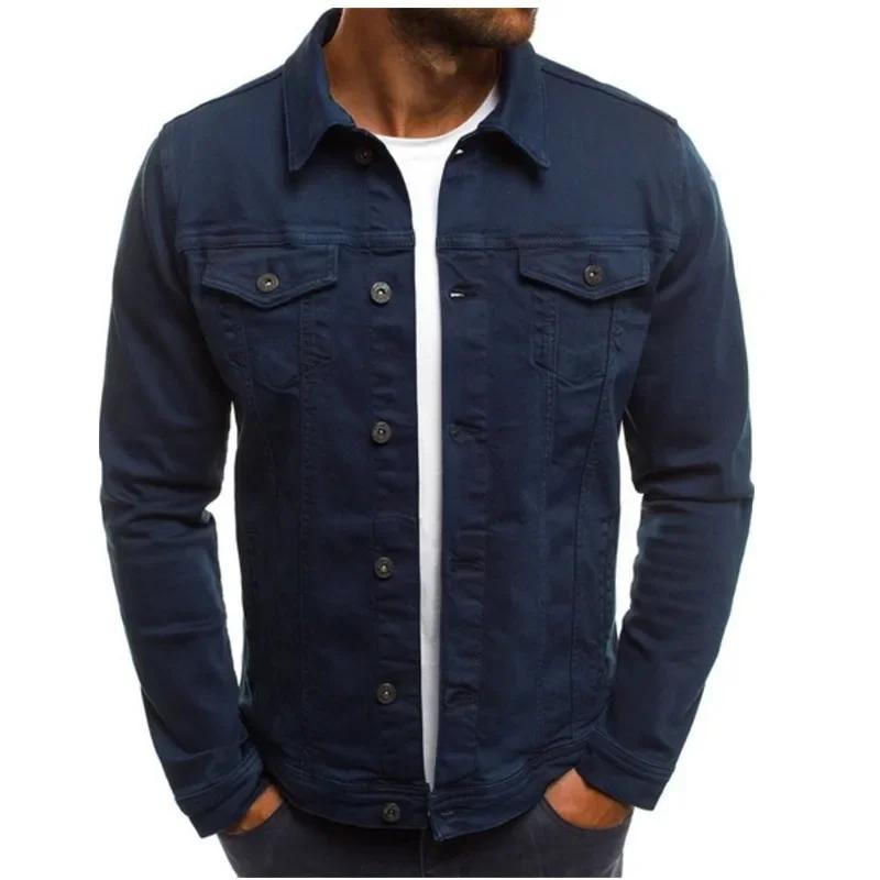 Veste en jean pour hommes M-4XL automne Vêtements Vestes de mode Solide document Business Casual Multi-poches Manches longues Top Streetwear