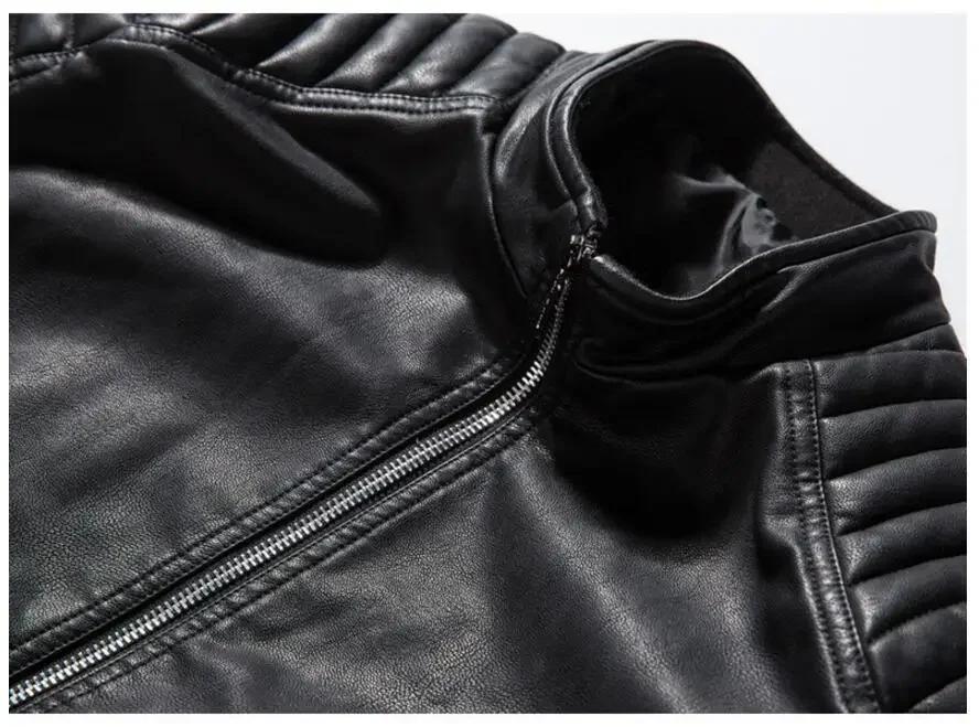 Blousons en cuir PU slim pour hommes