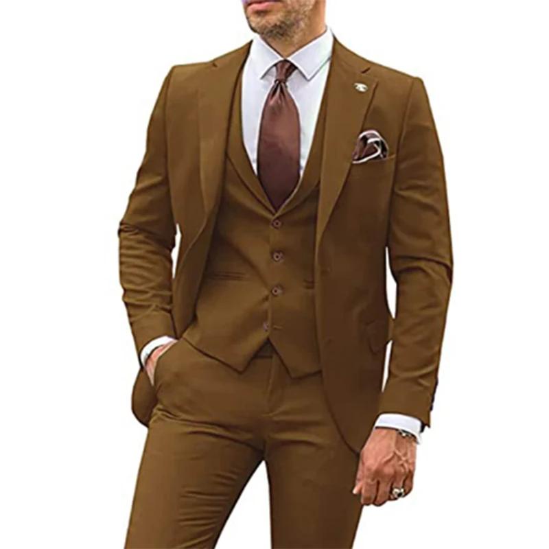 Costumes beiges 3 pièces pour hommes