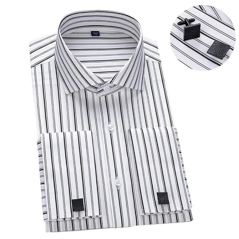 2025 Windsor col coupe ajustée Modal nouveaux hommes chemise française à manches longues robe d'affaires bouton de