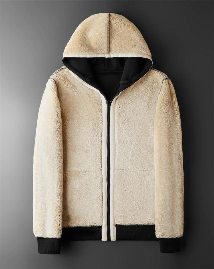 Hommes hiver laine d'agneau fermeture éclair veste en coton