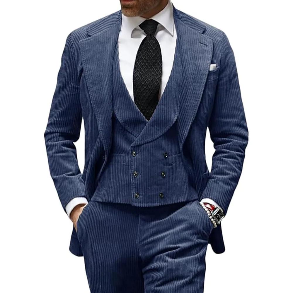 Costume 3 pièces en velours de chameau pour hommes