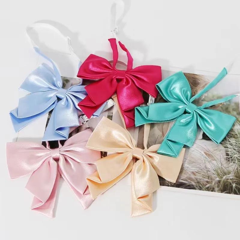 Nouvelle Collection 2025 Nœuds Papillon Rouge Couleur Unie Surdimensionnés à Queue d'Émeraude pour Femmes et Étudiantes