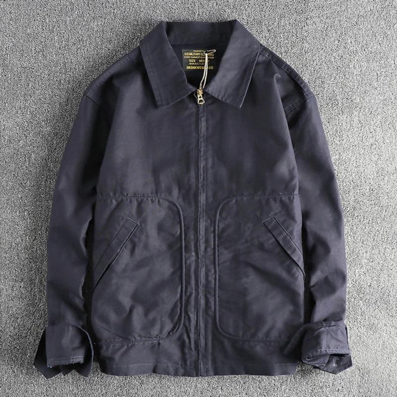 Veste en Jean Délavé de Style Militaire Rétro pour Homme