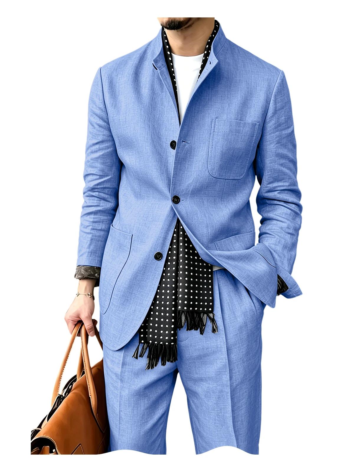 Ensemble de costume 2 pièces en mélange de lin pour homme