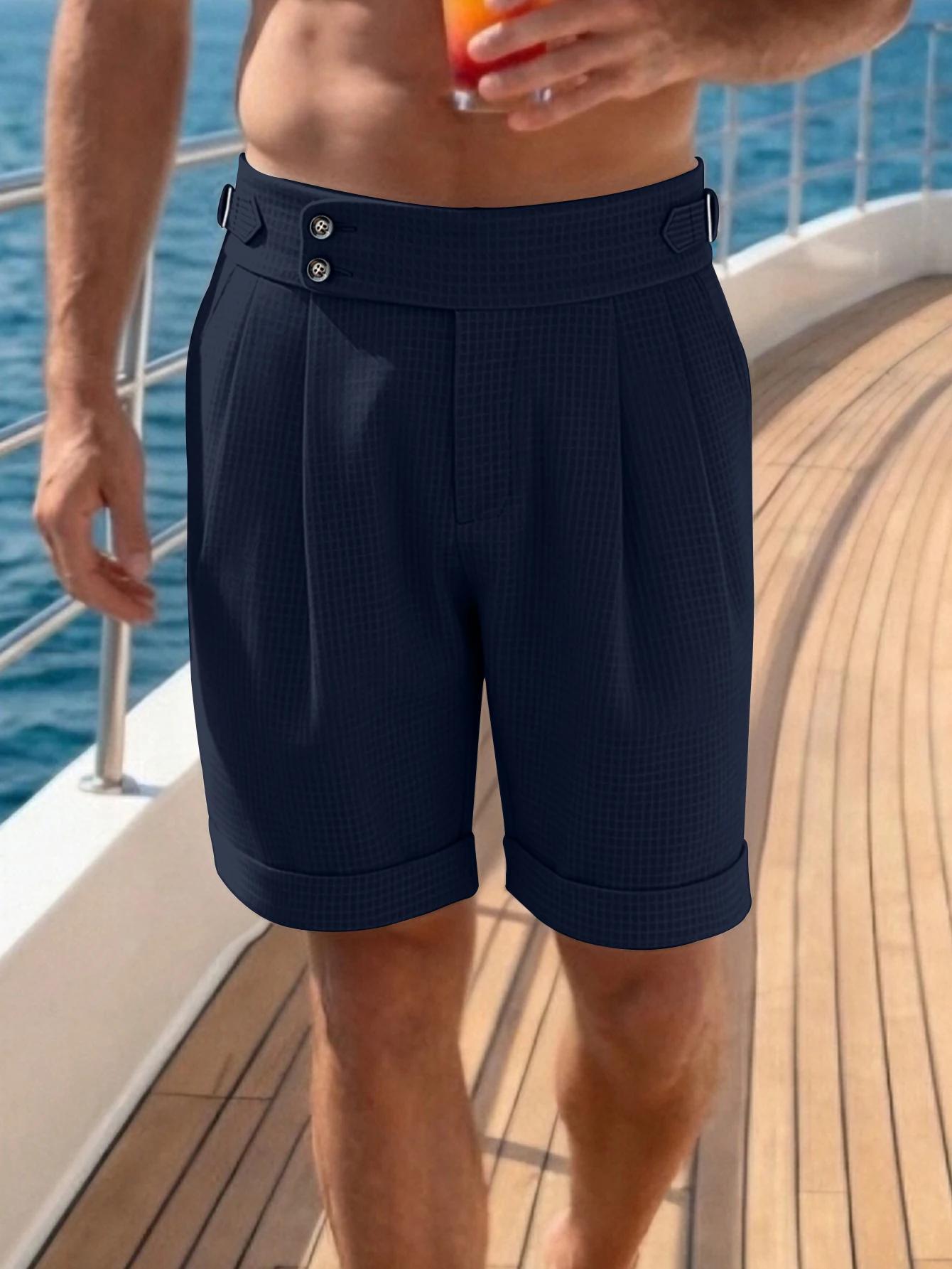 Shorts de costume plissés à taille haute pour hommes
