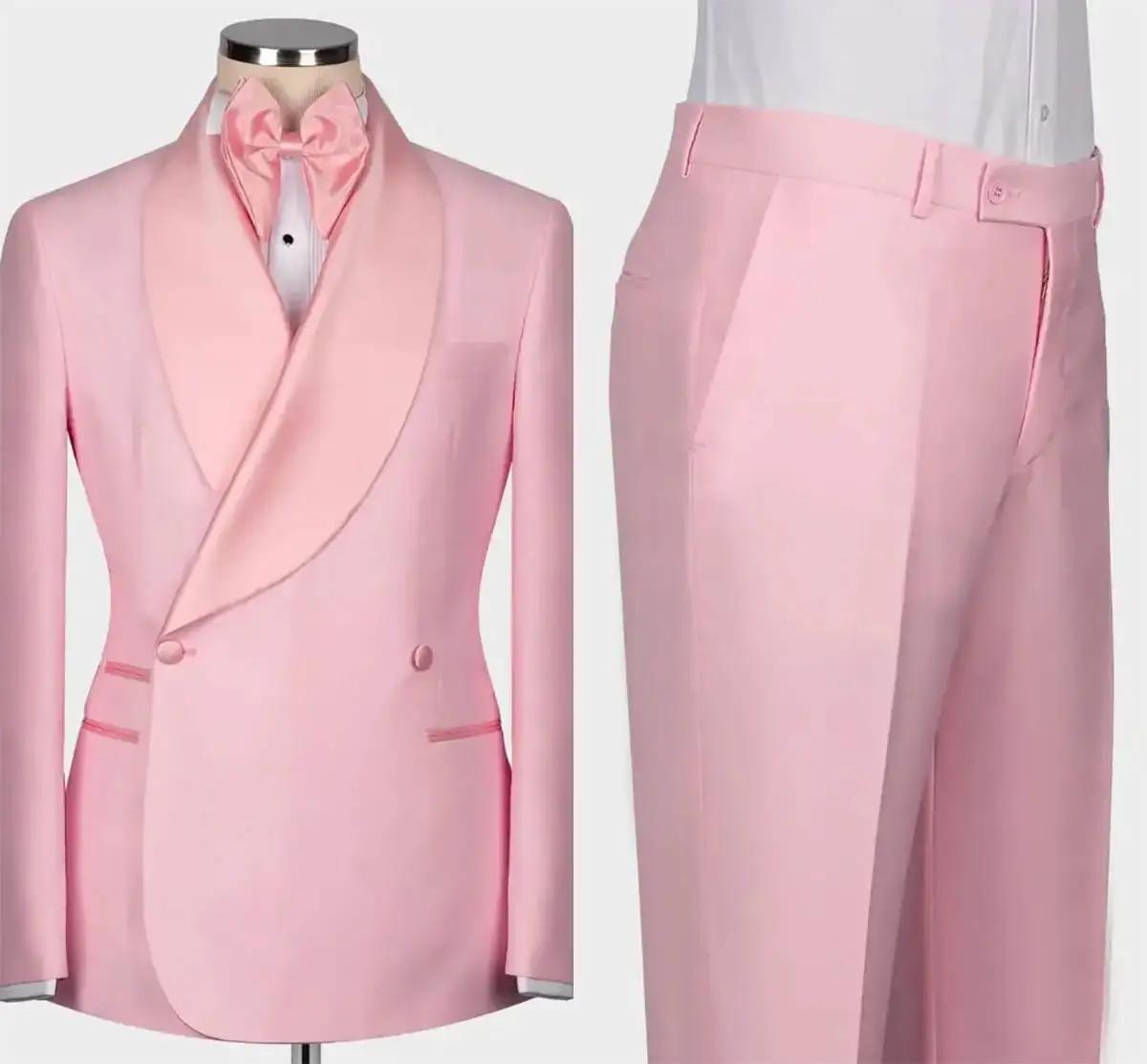 Costume de Mariage Homme Couleur Unie avec Revers Châle