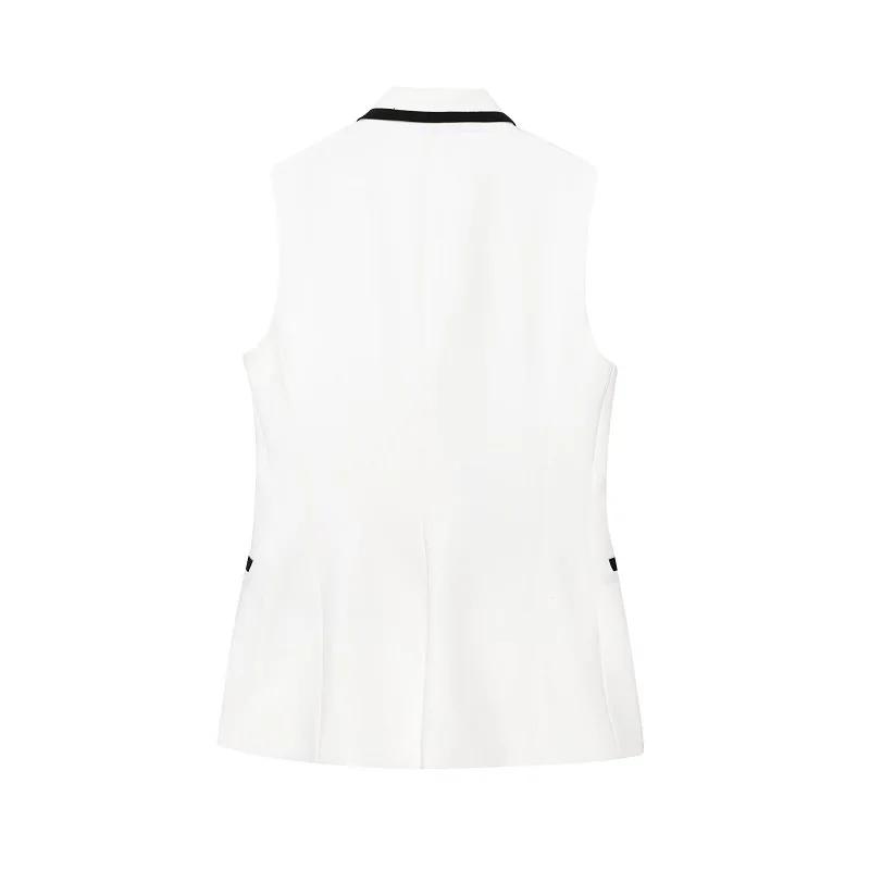 MUJER blanc femme costume sans manches gilet 2 pièces ensemble