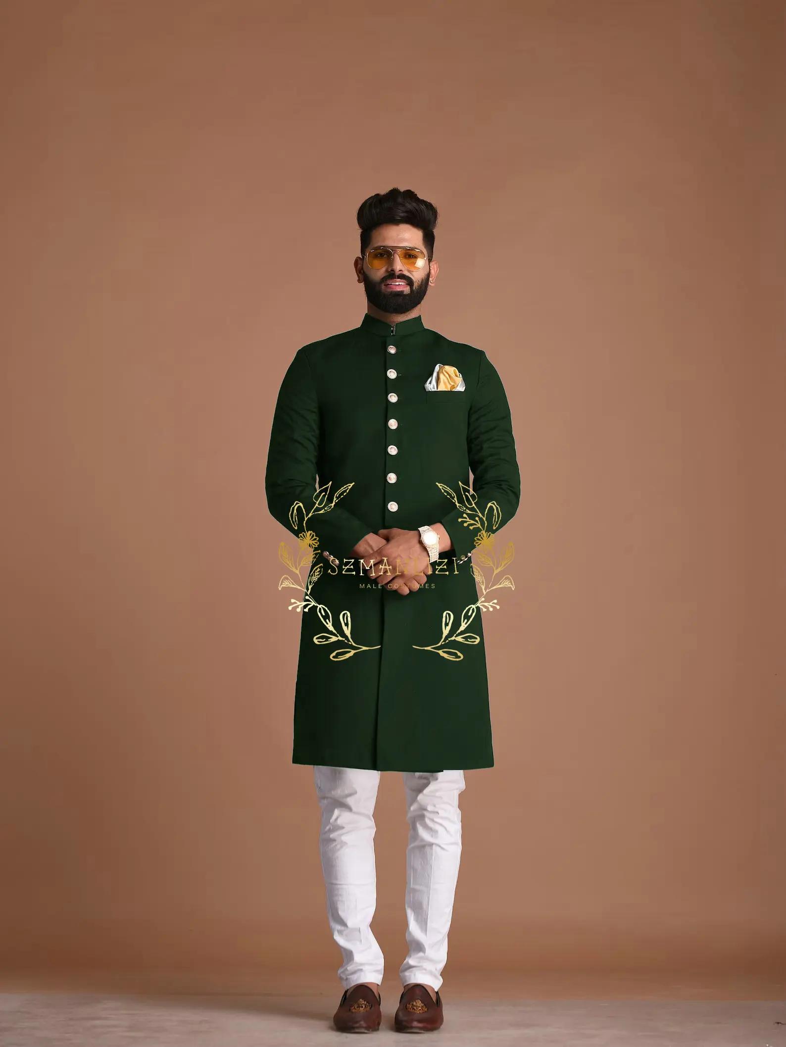 Costume Homme 2 pièces noir longue veste blanc pantalon costumes pour hommes coupe ajustée mariage smoking pour marié