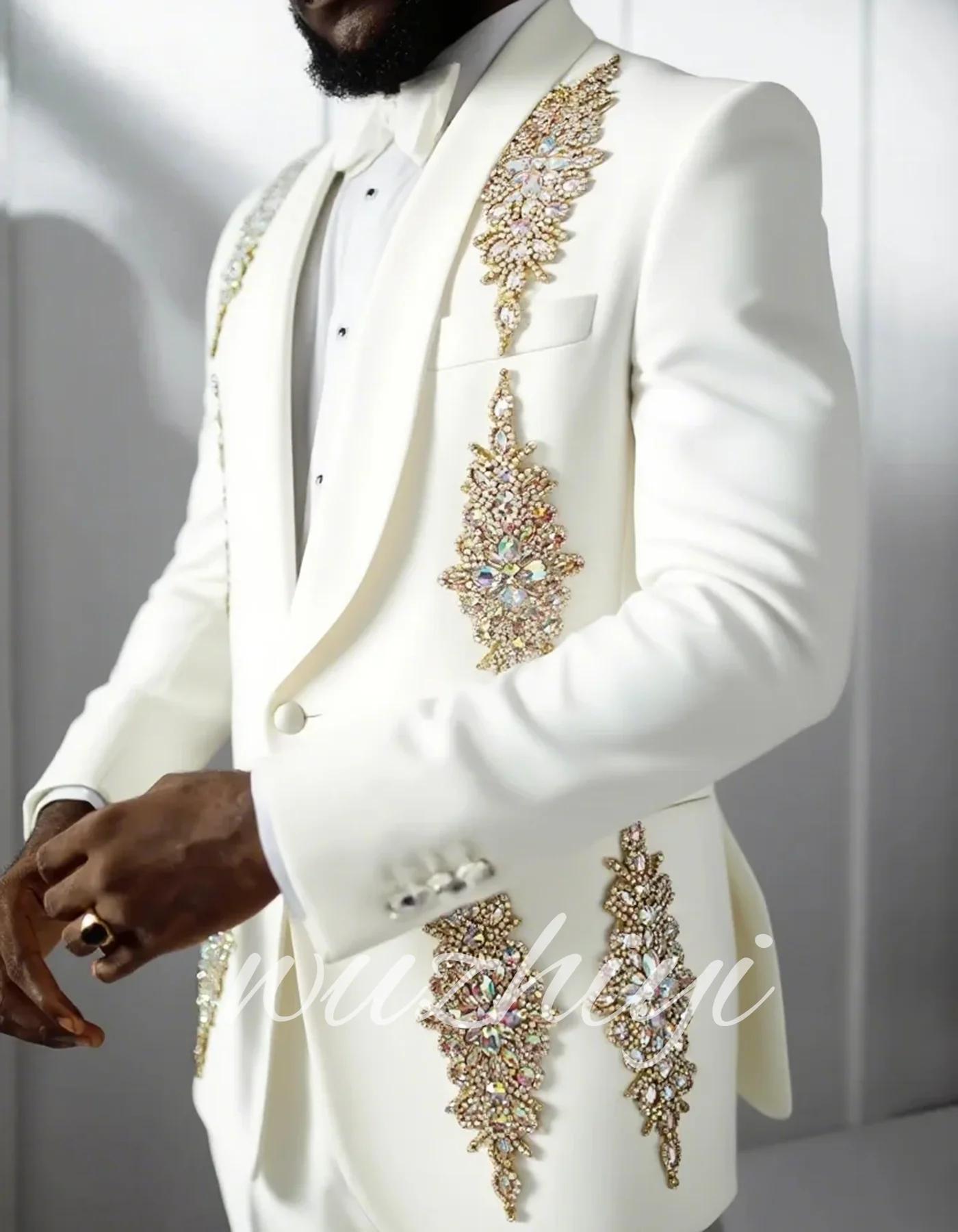 Costumes de Mariage Blancs de Luxe pour Hommes