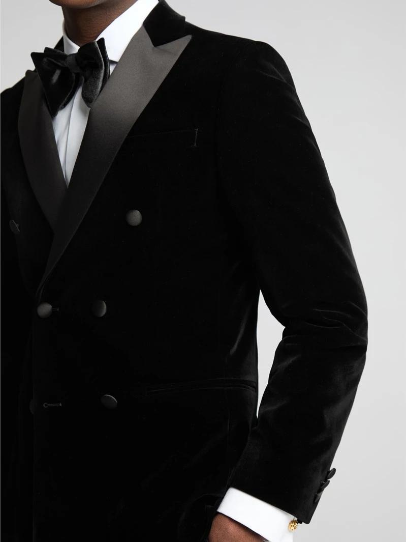 Blazer à double boutonnage en velours pour hommes