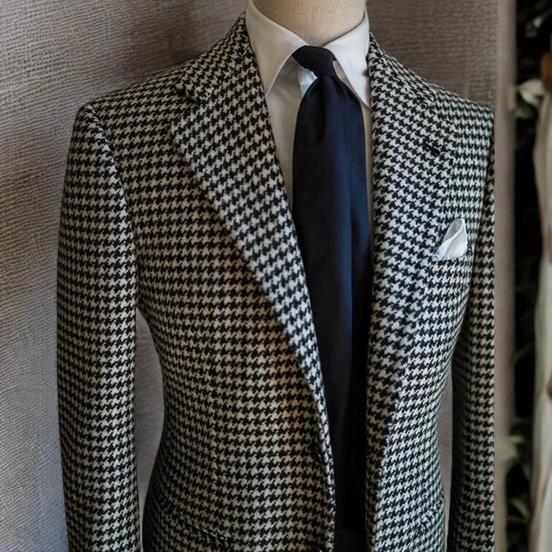 Blazer d'affaires pied-de-poule pour hommes