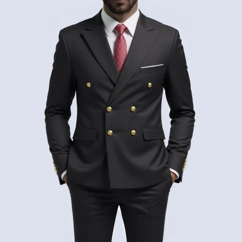 Costume Double boutonnage noir pour hommes