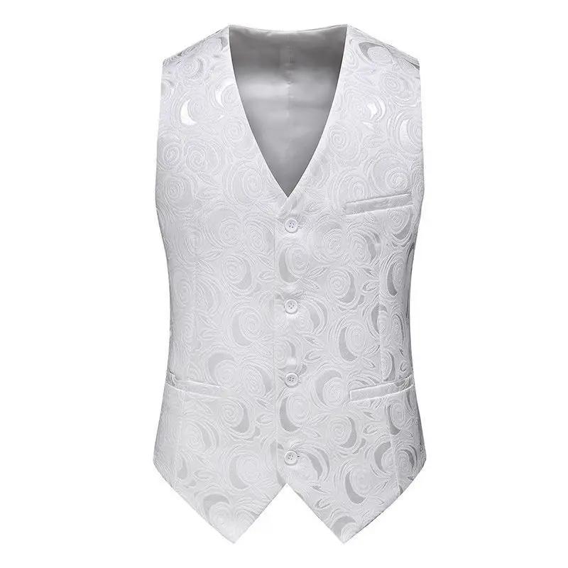 Gilet de costume brodé Jacquard pour hommes