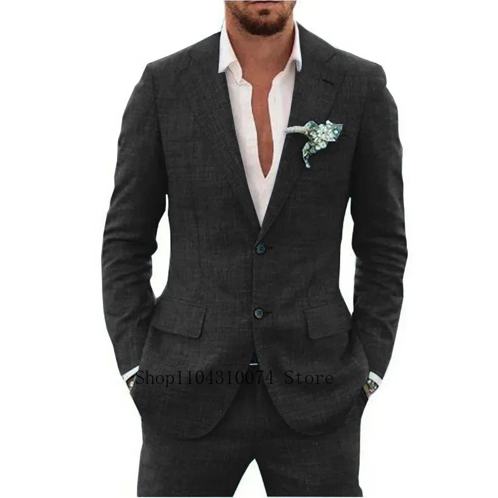 Ensemble Blazer et Pantalon en Lin Trempé pour Homme
