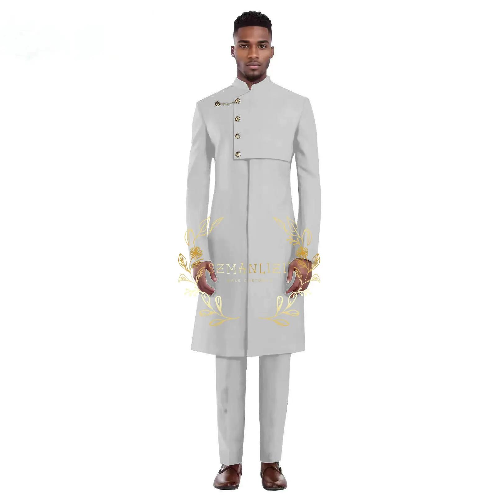 Ensemble 2 pièces manteau Long bleu Royal pour hommes