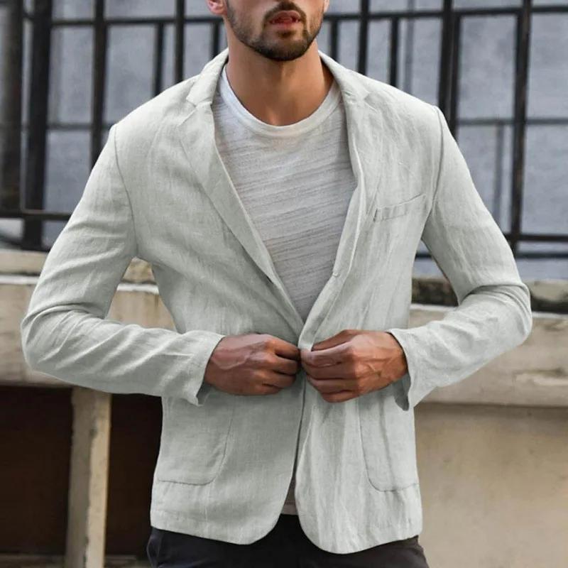 Costume d'automne en coton et lin pour hommes
