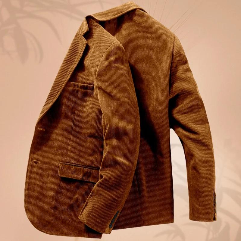 Veste de costume en velours côtelé pour hommes