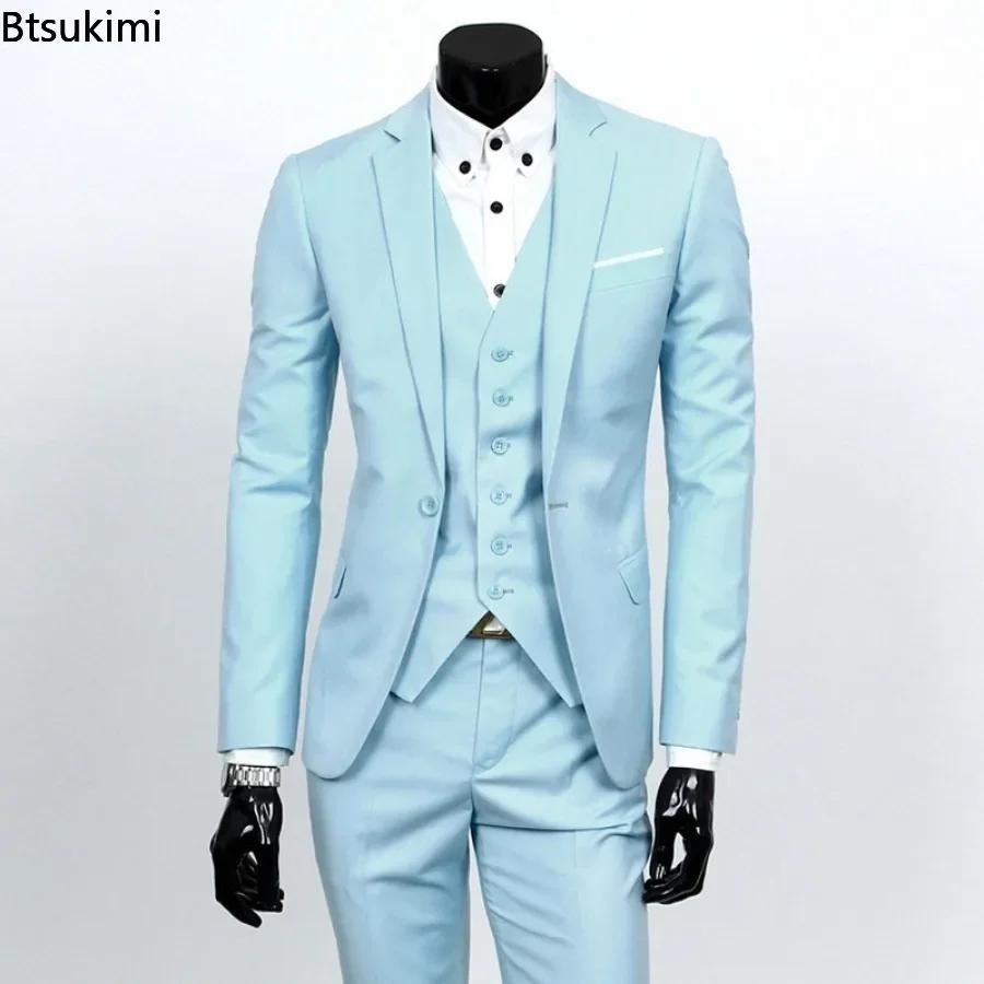 Mode coréenne grande taille 6XL costumes ensembles hommes solide mince formel Blazer veste gilet pantalon 3 pièces