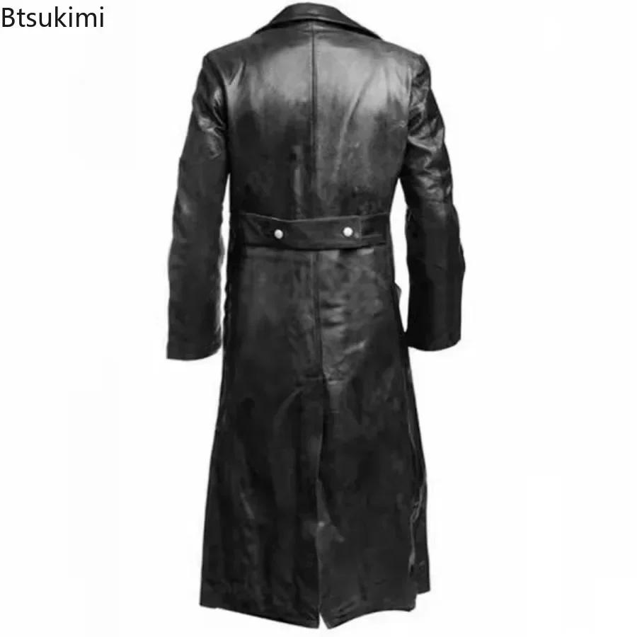 Trench-coat Vintage en Faux cuir pour homme