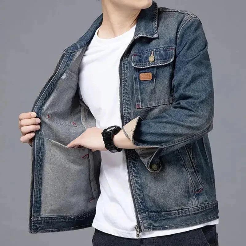 Veste de moto en jean pour homme avec poche