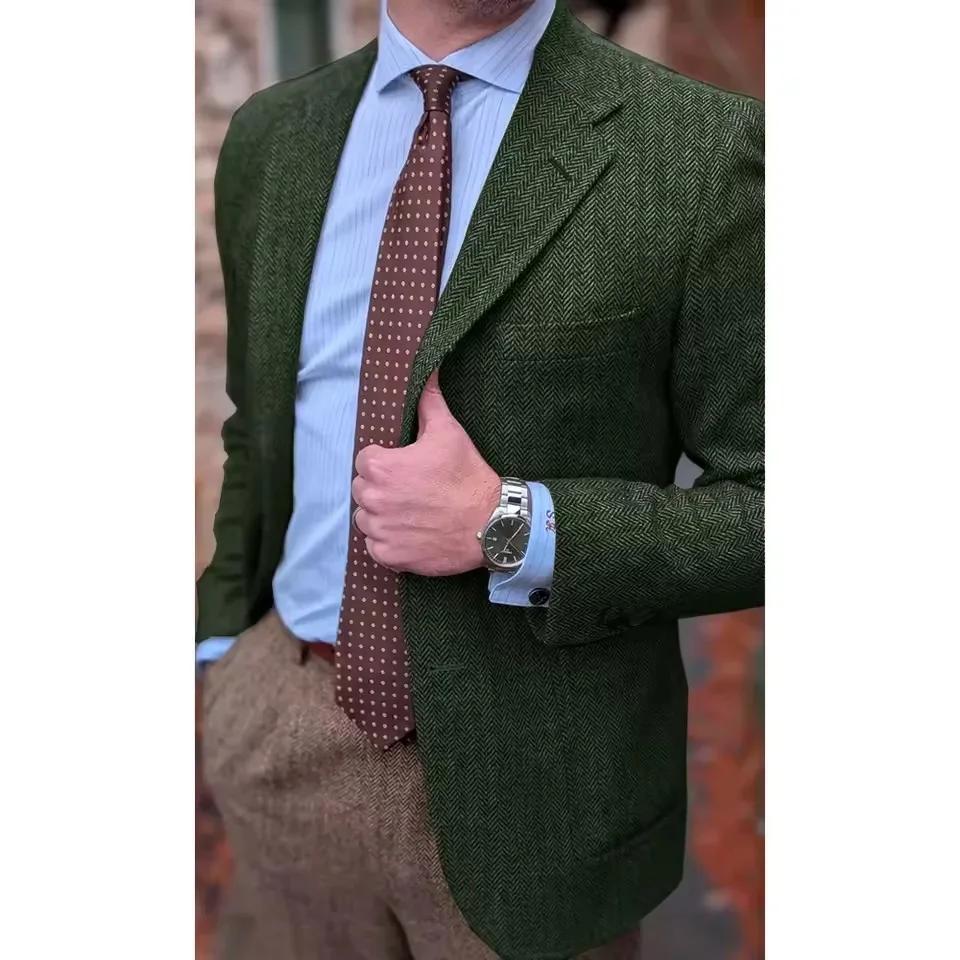 Veste de Costume Homme Chevrons Confortable Simple Boutonnage Blazer Business Décontracté Tendance Coupe Slim Élégant Tenue de Scène Nouveau Style