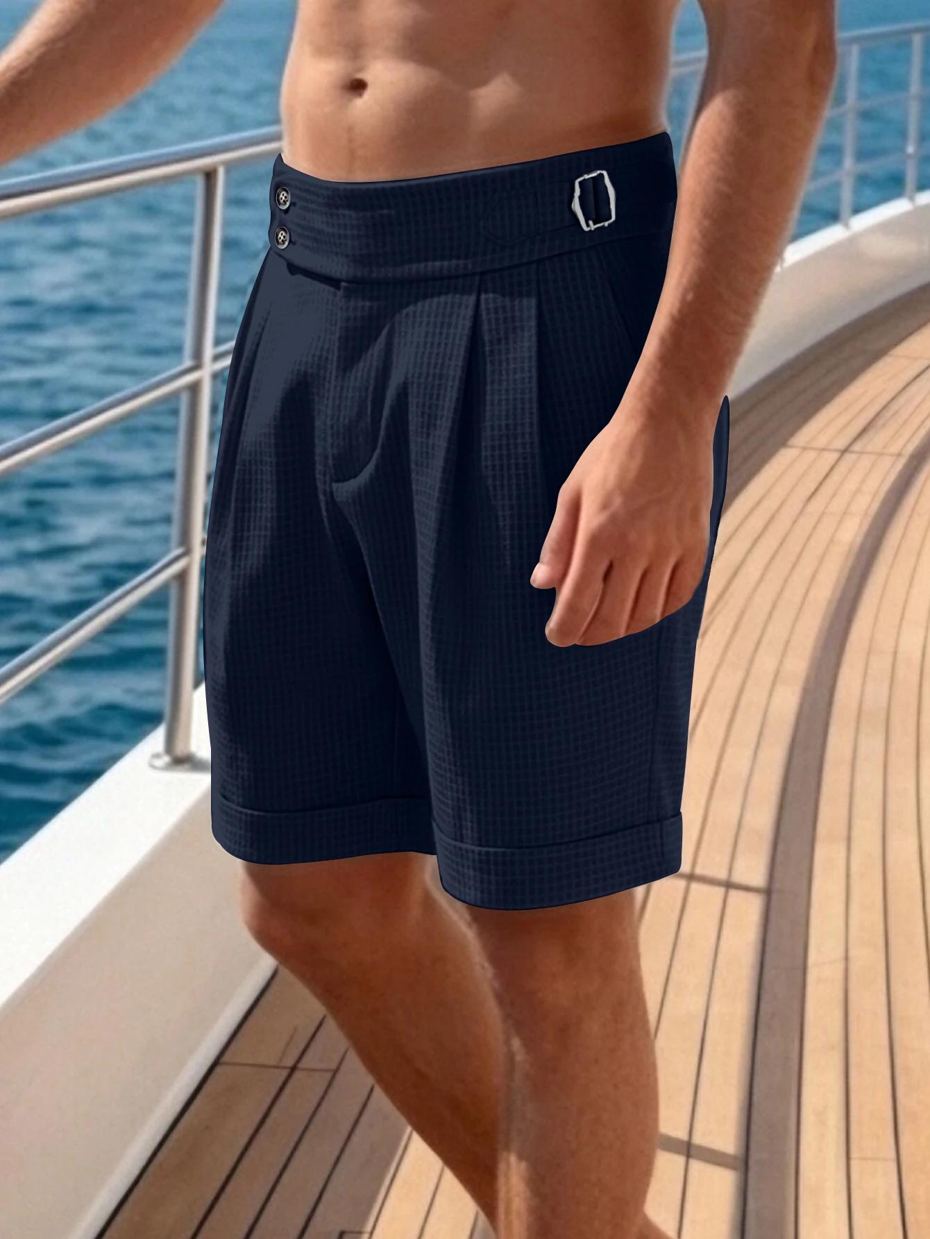 Shorts de costume plissés à taille haute pour hommes