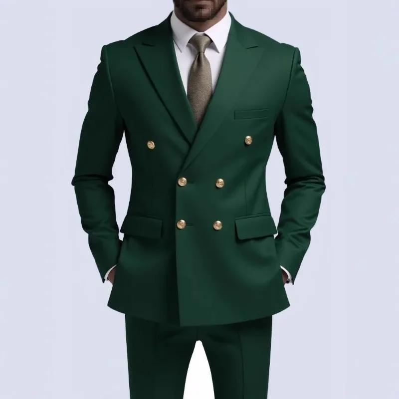 Veste de costume décontractée à Double boutonnage pour hommes