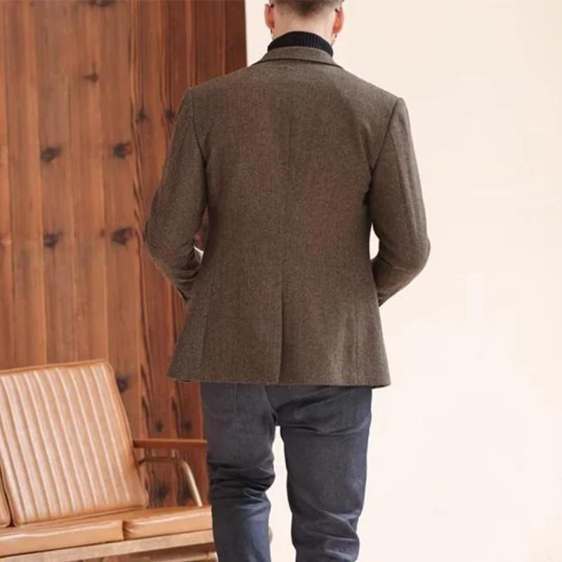 Costume en laine grossière rétro épais pour hommes