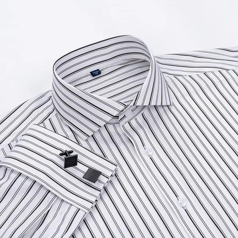 2025 Windsor col coupe ajustée Modal nouveaux hommes chemise française à manches longues robe d'affaires bouton de