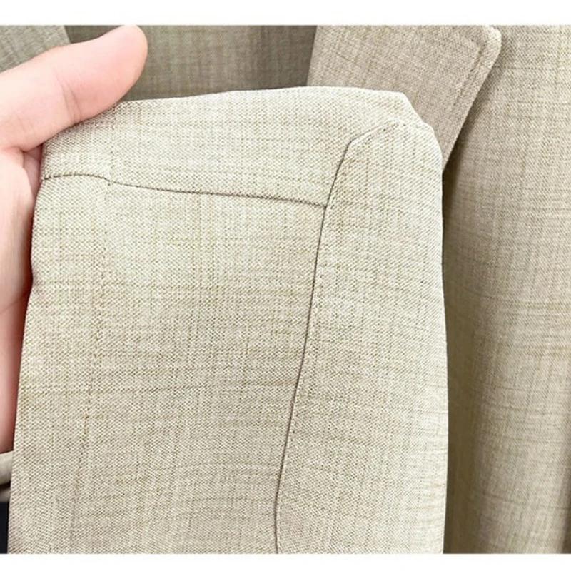Blazer en mélange de lin pour hommes – Veste légère beige de style vintage M-3XL printemps-automne Texture respectueuse de toucher