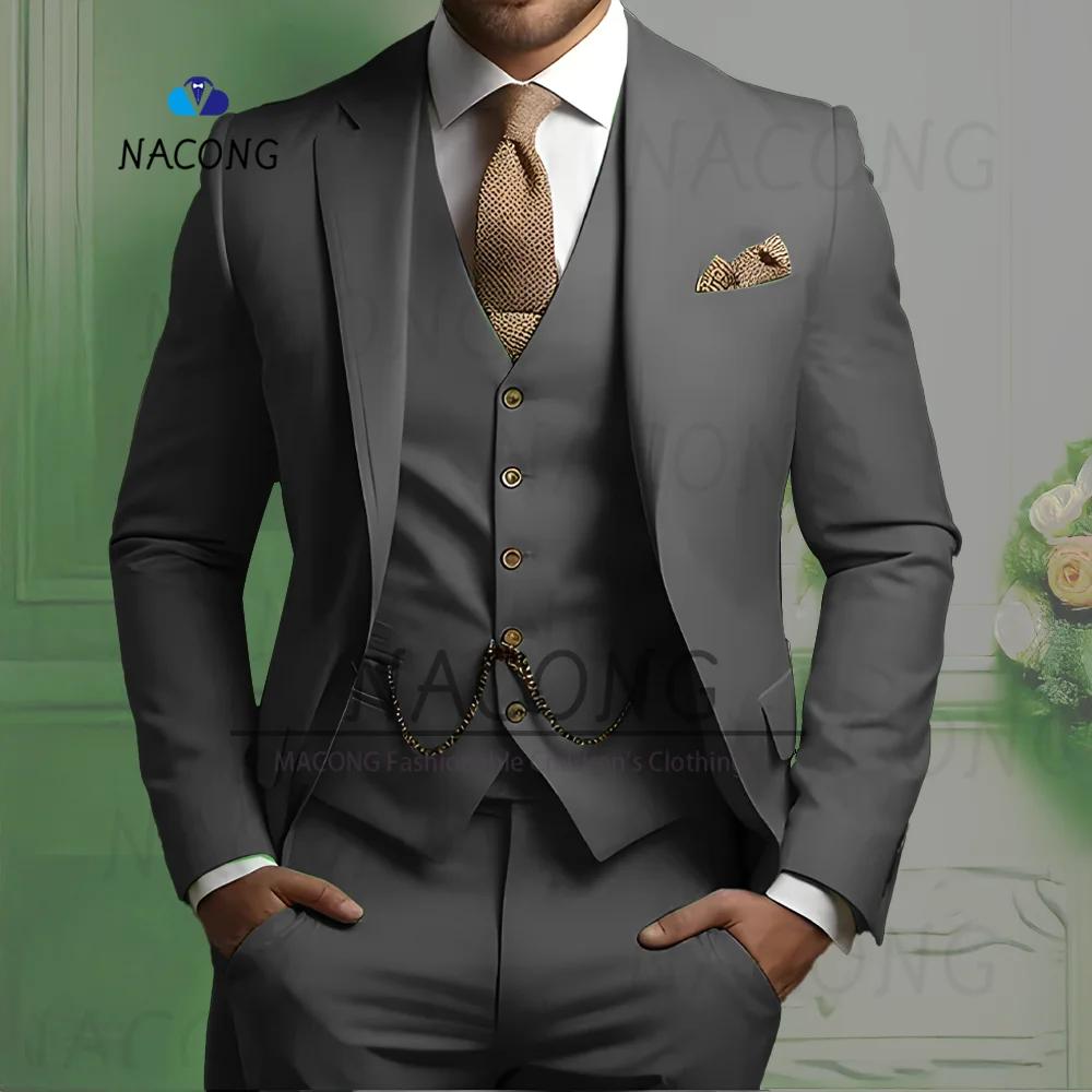 Costumes pour hommes ensemble 3 pièces costume de mariage coupe ajustée veste gilet pantalon robe fête d'anniversaire