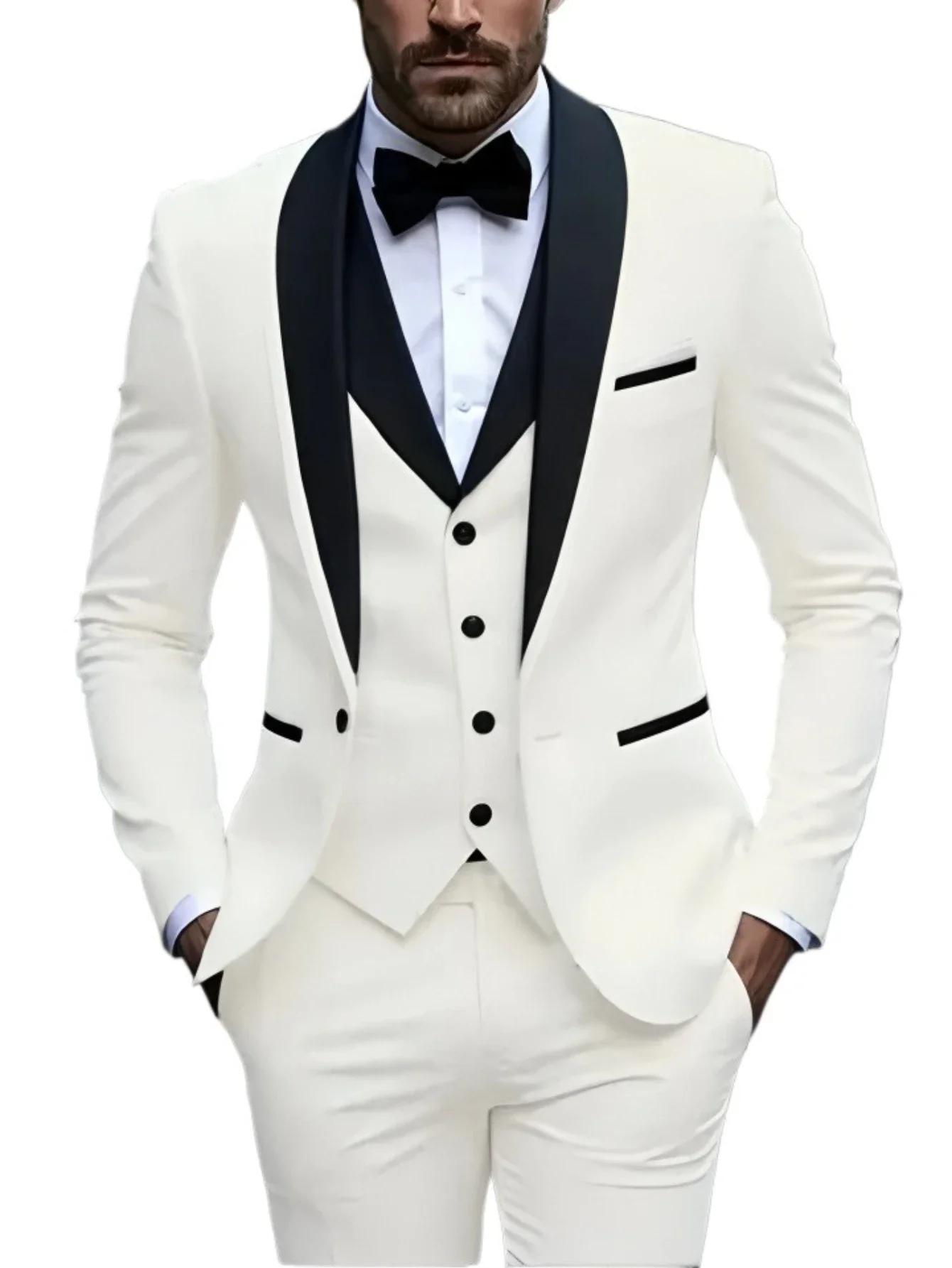 Costumes pour hommes à fente blanche 3 pièces