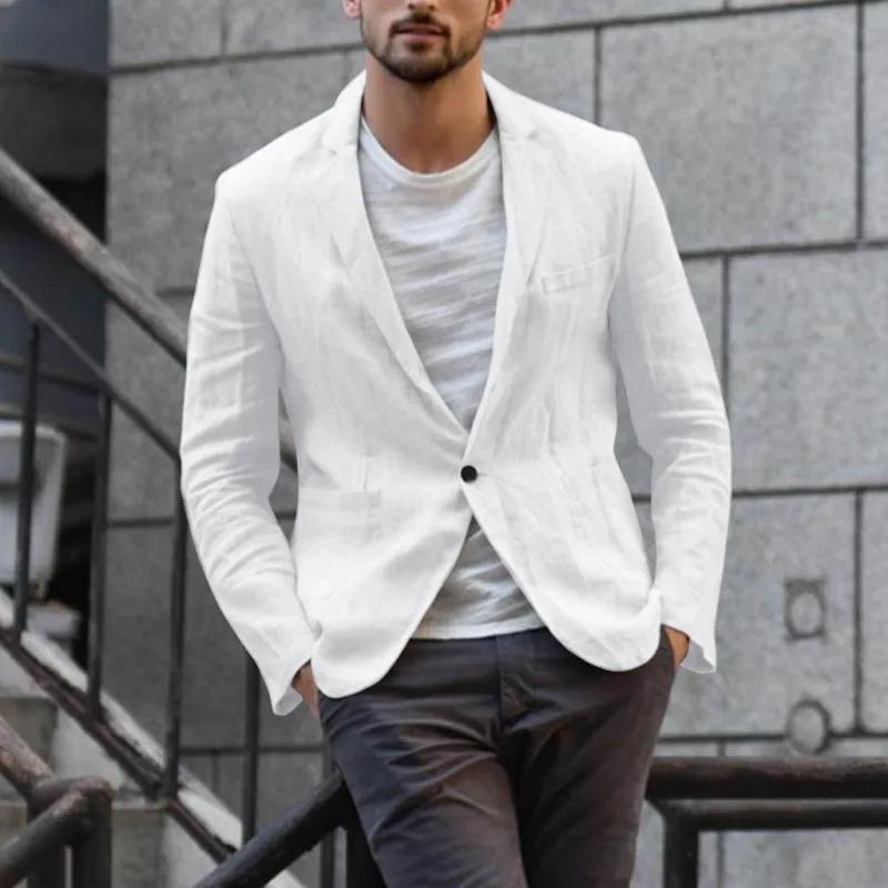 Costume d'automne en coton et lin pour hommes