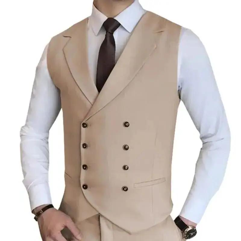 Hommes gilet Champagne solide Double bouton
