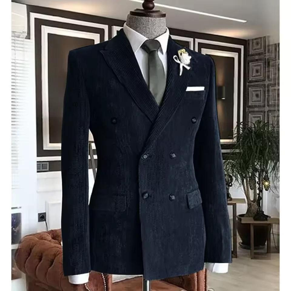 Costume 2 pièces élégant pour homme en velours côtelé