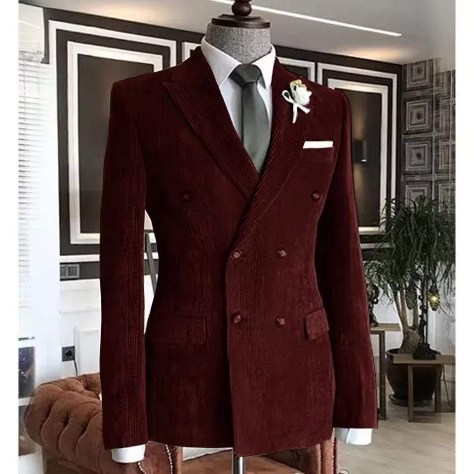 Costume 2 pièces élégant pour homme en velours côtelé