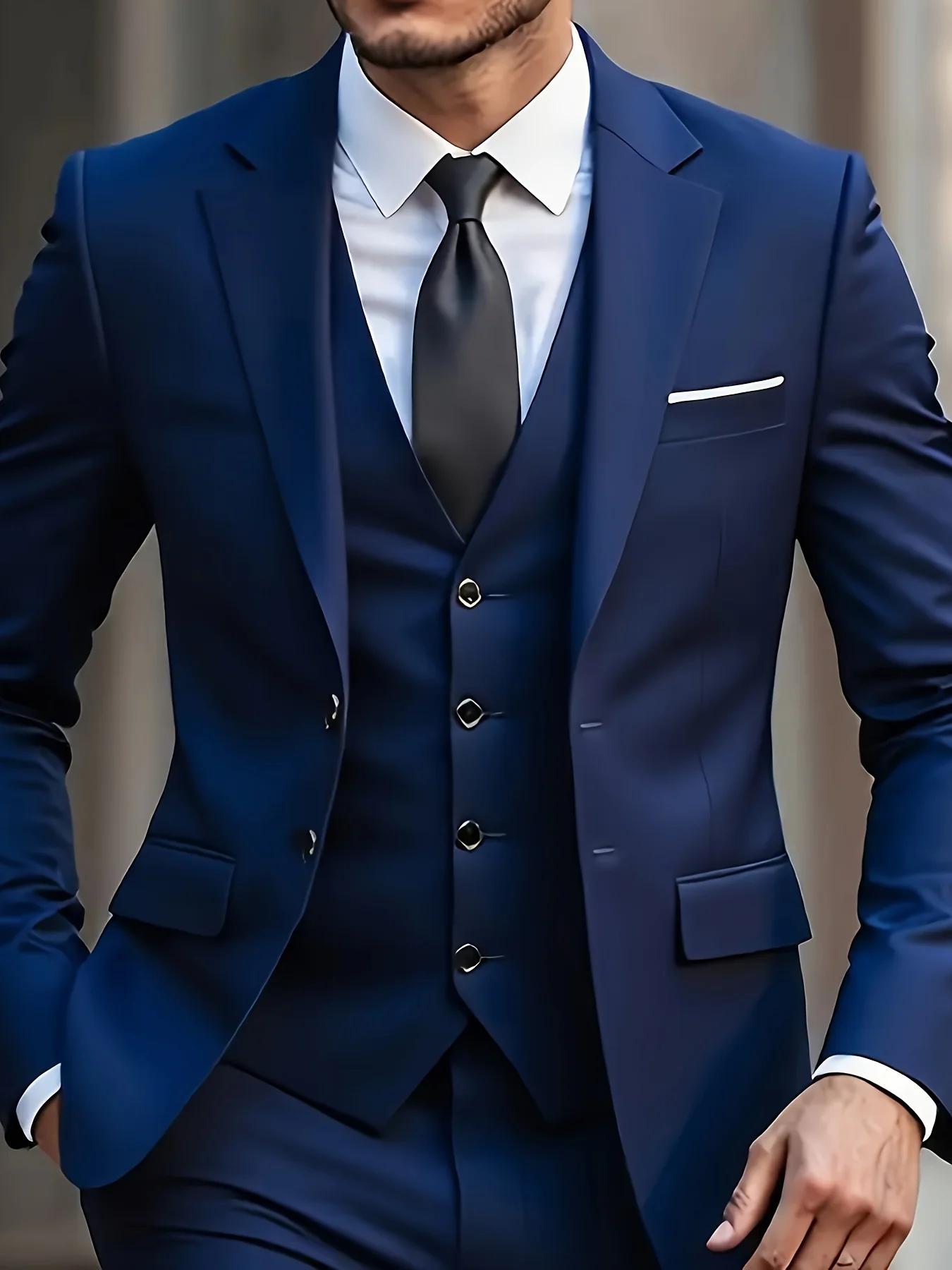 Blazer bleu marine ajusté pour homme
