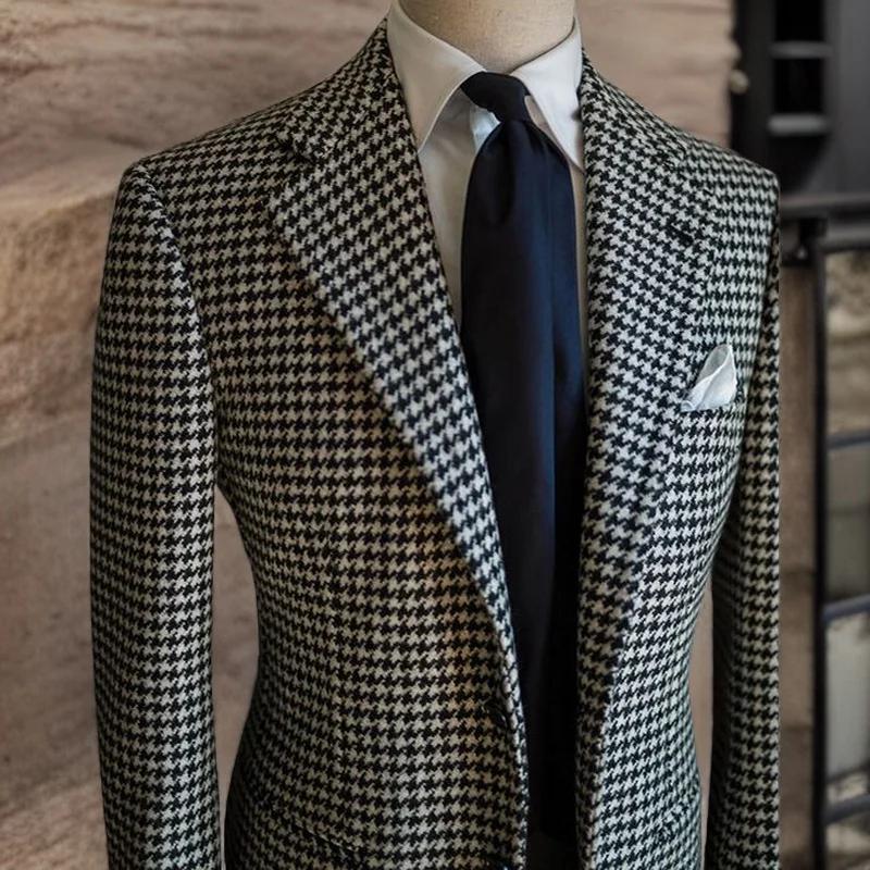 Blazer d'affaires pied-de-poule pour hommes