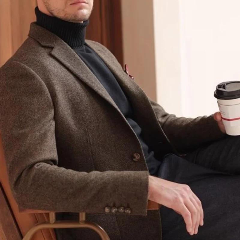 Costume en laine grossière rétro épais pour hommes