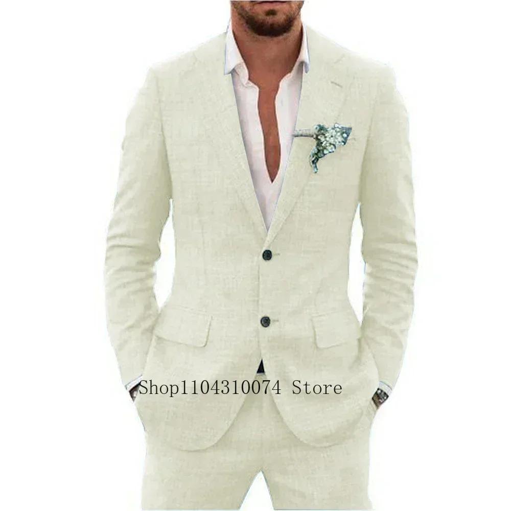 Ensemble Blazer et Pantalon en Lin Trempé pour Homme