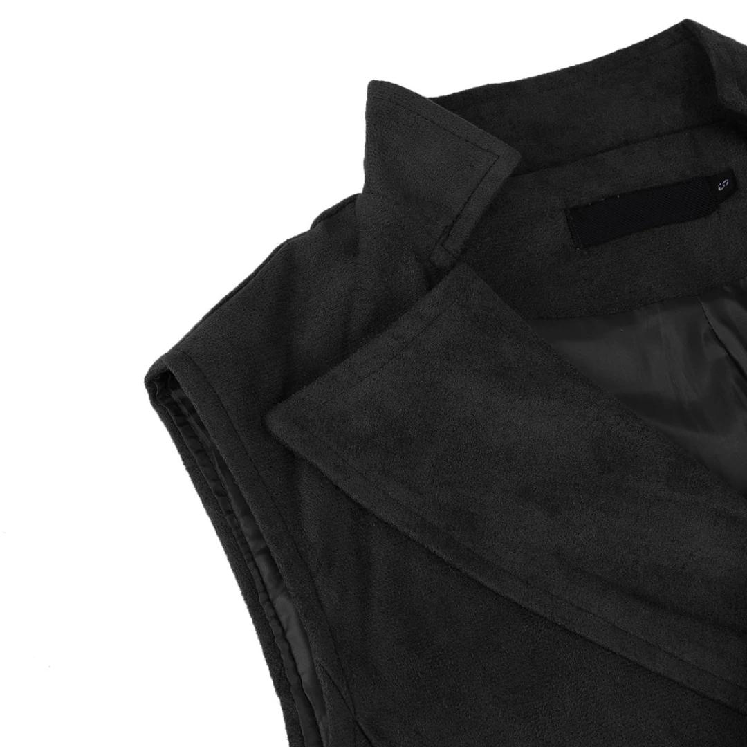 Hommes gilet noir velours hauteur revers Double bouton