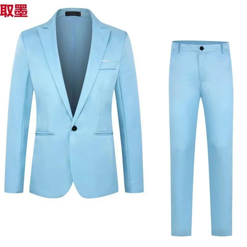 Offre spéciale de la saison nouveaux hommes mode affaires coupe ajustée costume ensemble décontracté deux pièces