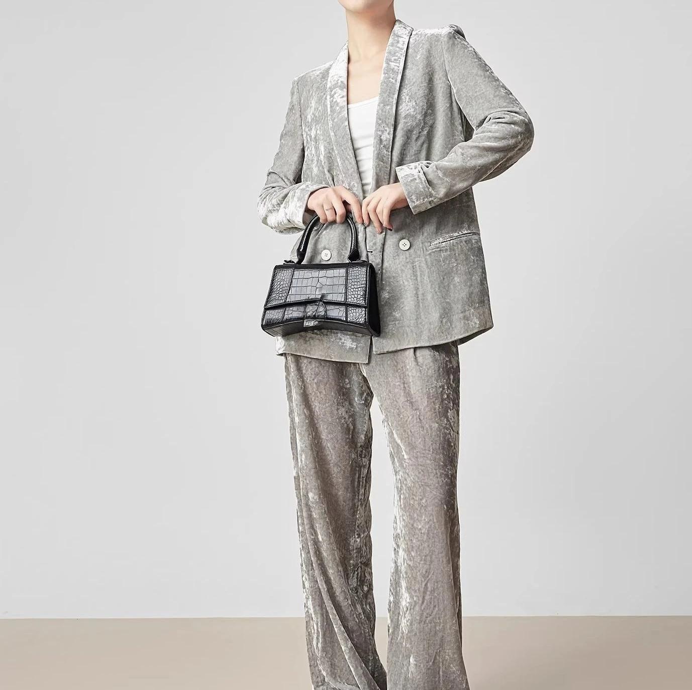 2025 printemps/été rétro velours costume veste conception décontracté deux pièces ensemble