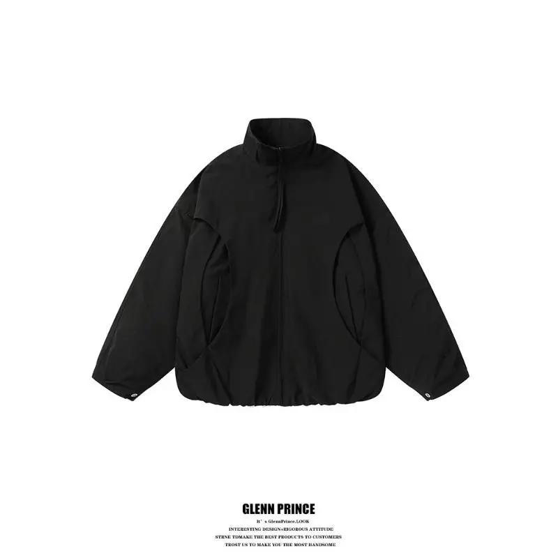 Blouson aviateur rétro déstructuré à manches chauve-souris et col montant pour homme