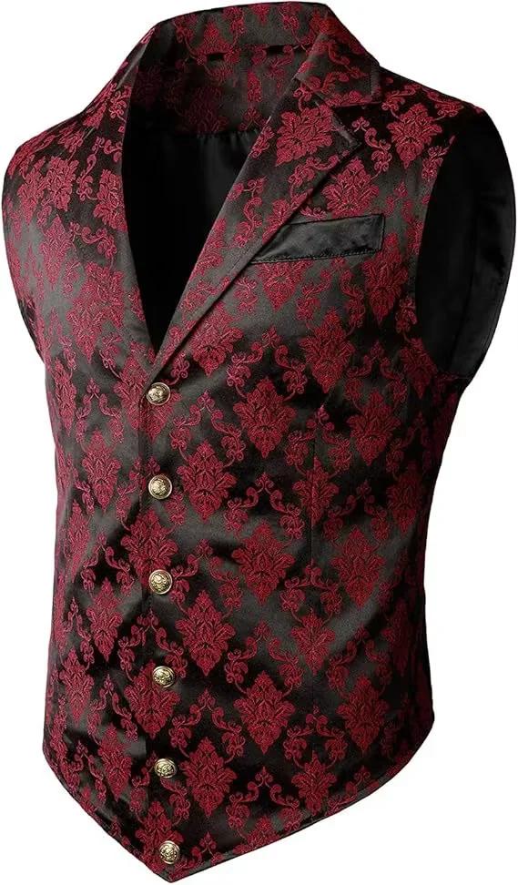 Gilet de Costume Homme Jacquard Floral Victorien