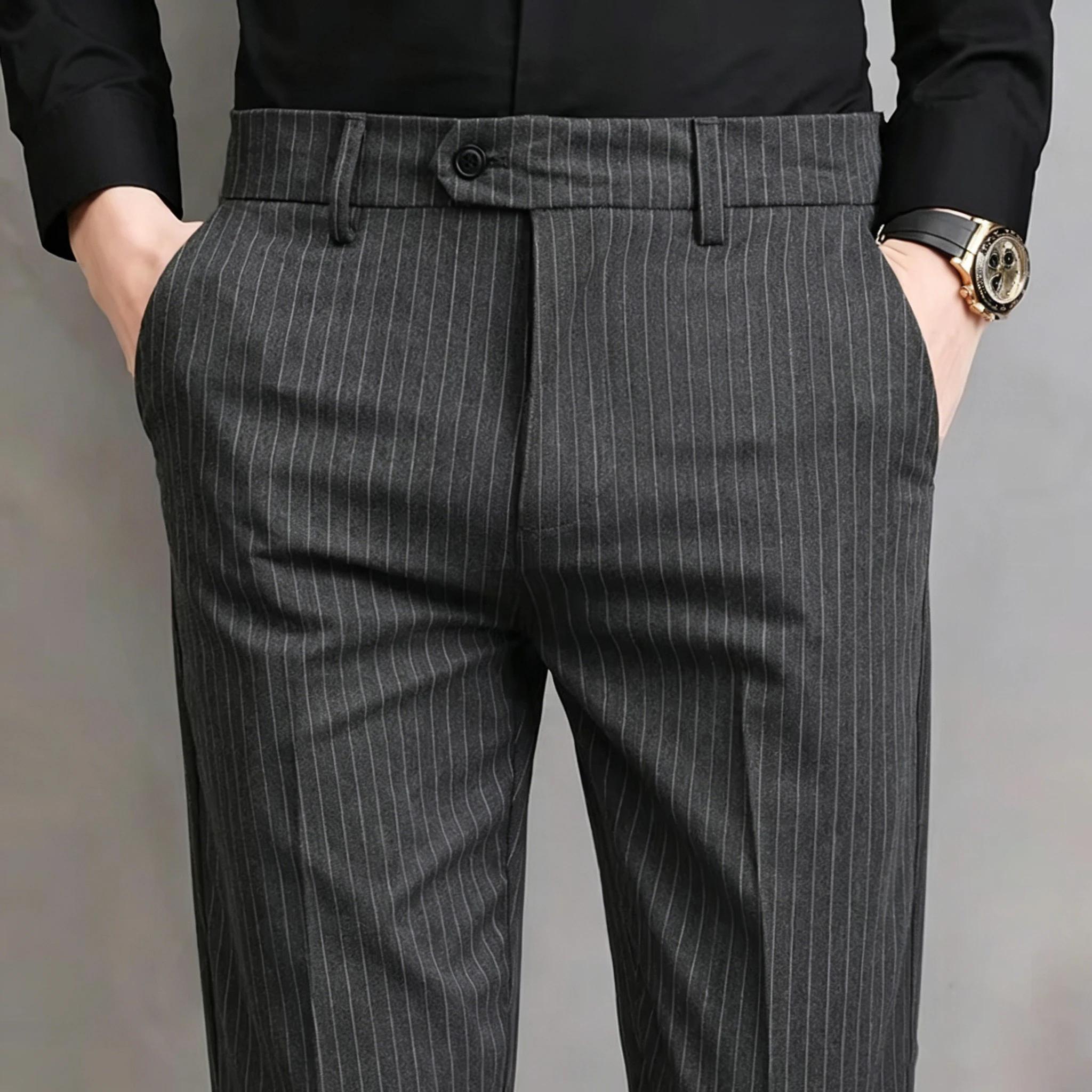 Pantalon de Costume à Rayures pour Homme